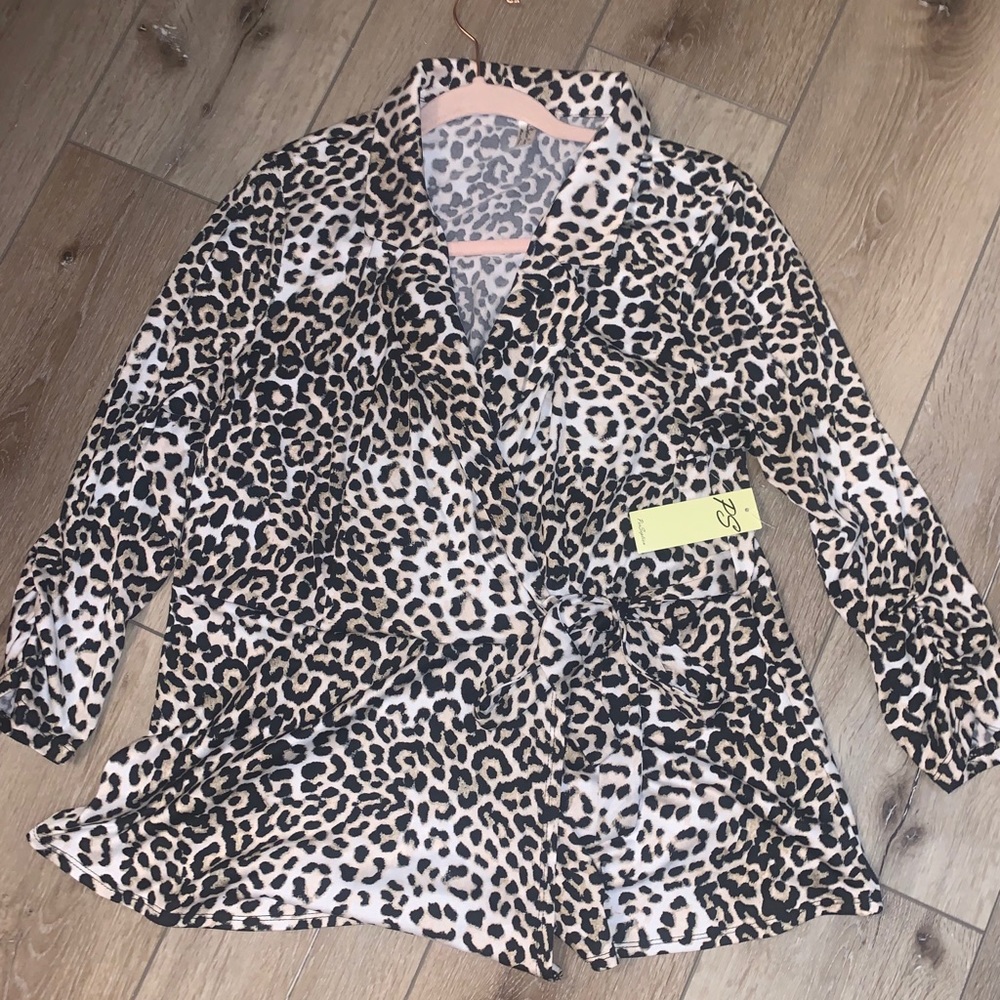 Animal print wrap blouse